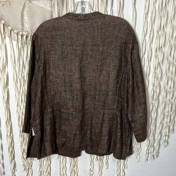 Eileen Fisher Brown Linen Jacket Size Large - Picture 13 of 13